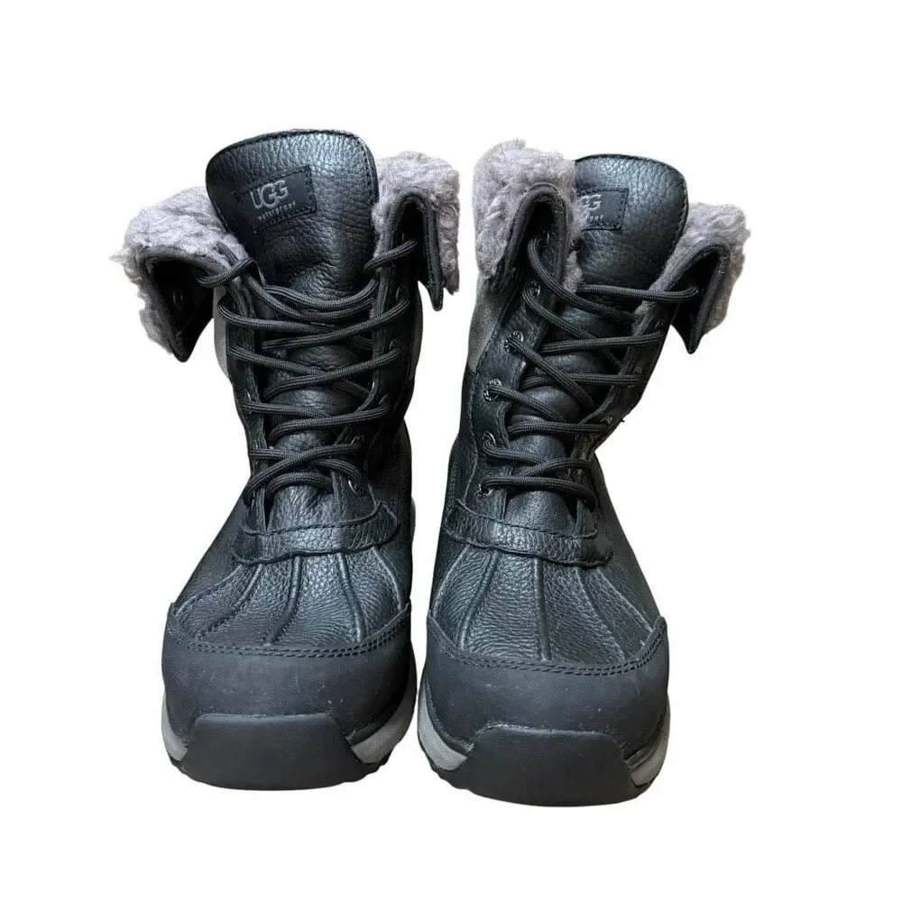 UGG Adirondack III Waterproof snow Boots leather gray sheepskin lining sz 9